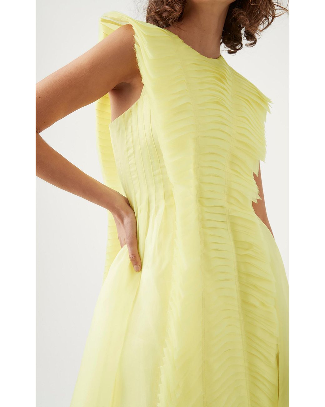 aje astrid pleat panel midi dress Aje. Astrid Pleat Panel Midi Dress in Yellow