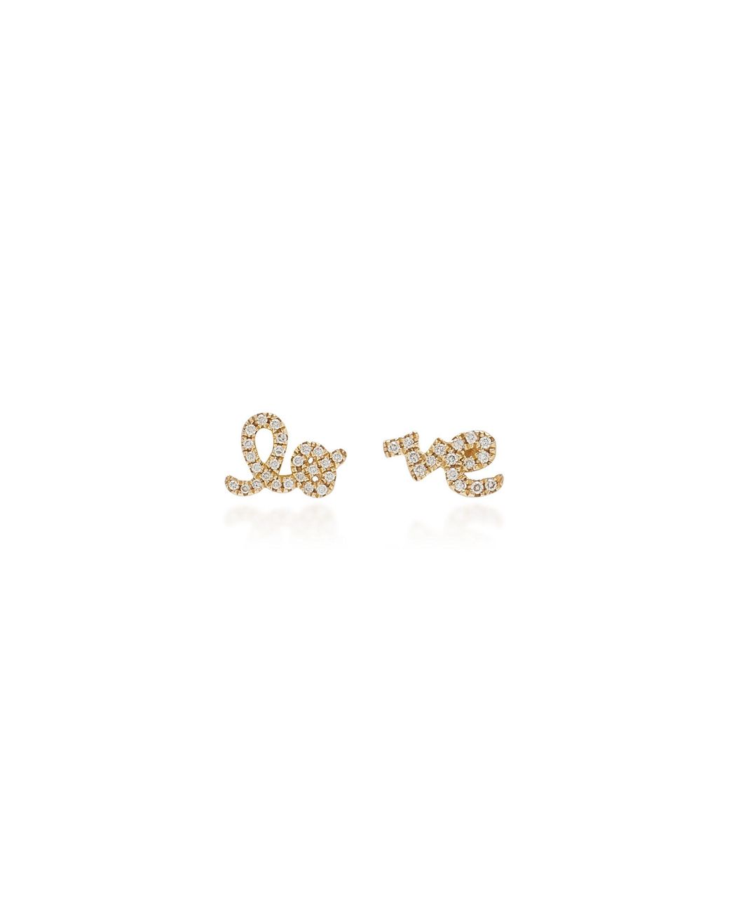 Sydney Evan Metallic Love 14k Gold Diamond Stud Earrings