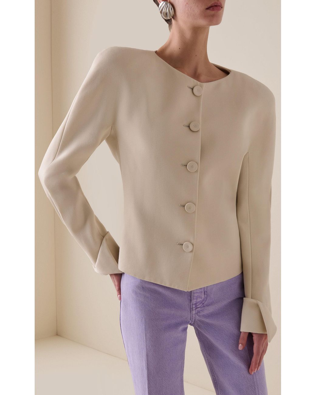 Chloé Natural Single-Breasted Wool Jacket