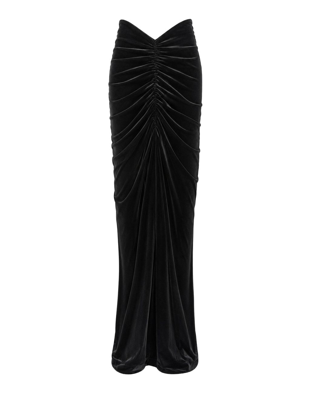 Greta Constantine Black Draped Velvet Maxi Skirt