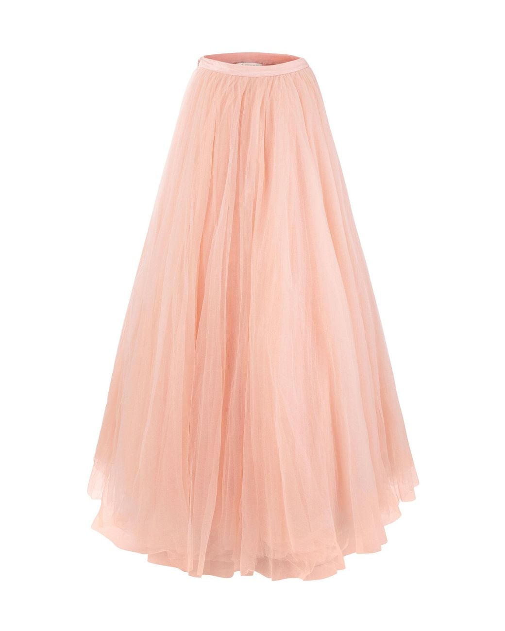 La Fuori Pink Ballet Rose Embellished Tulle Maxi Skirt