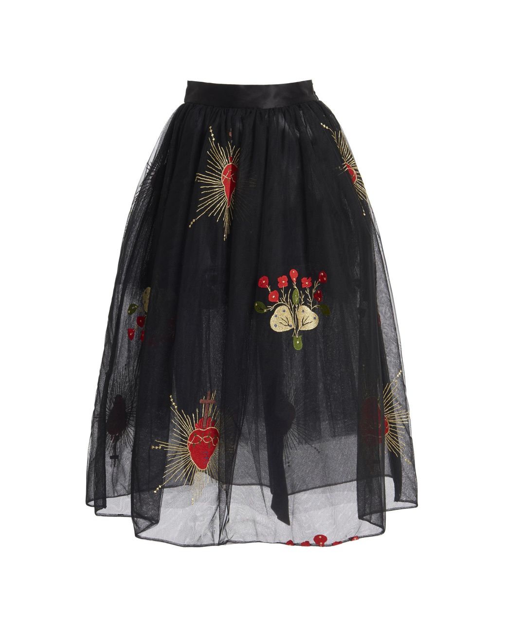 Simone Rocha Draped Tulle Midi Skirt in Black - Lyst