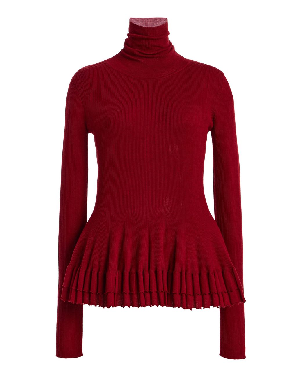 Ashlyn Red Merritt Turtleneck Wool-Silk Top