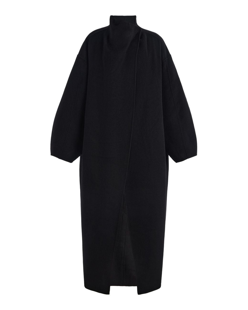 Frankie Shop Black Leroy Funnel-Neck Wool-Blend Coat
