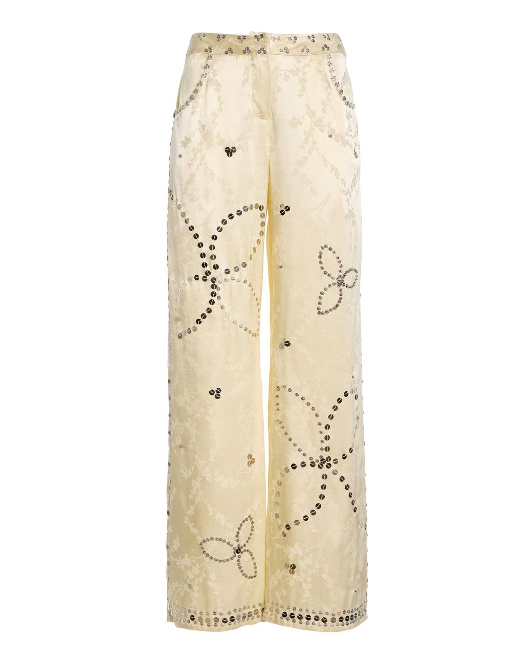 Siedres Natural Brity Embellished Straight-Leg Pants