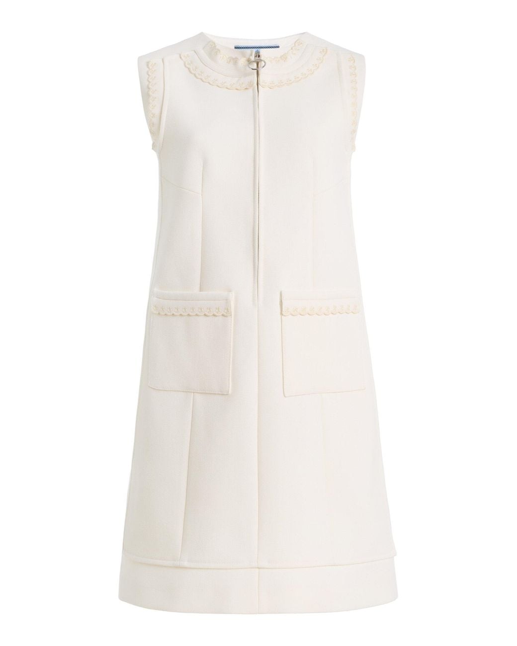 Prada White Wool Mini Shift Dress