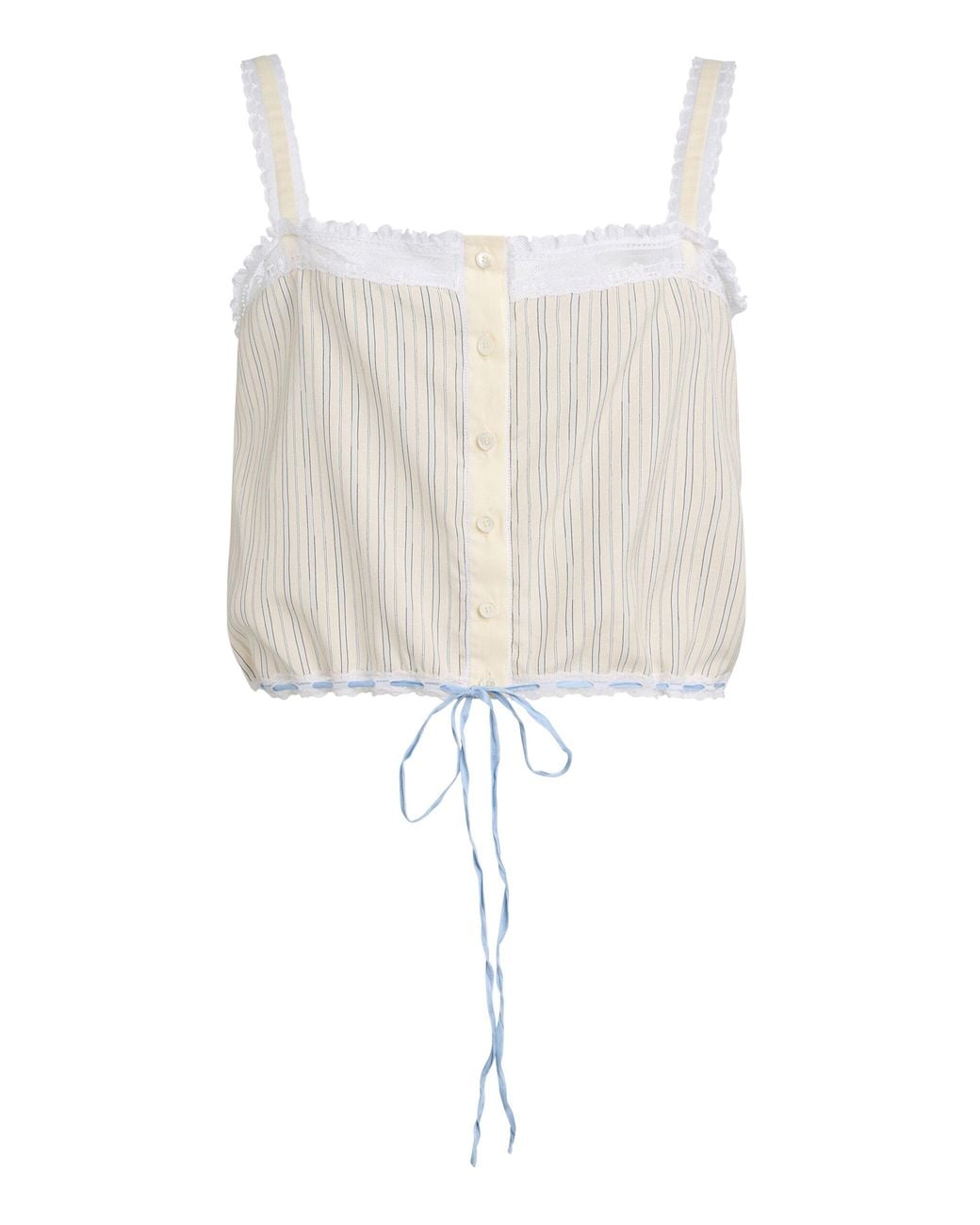 Chloé White Lace-Trimmed Silk Top