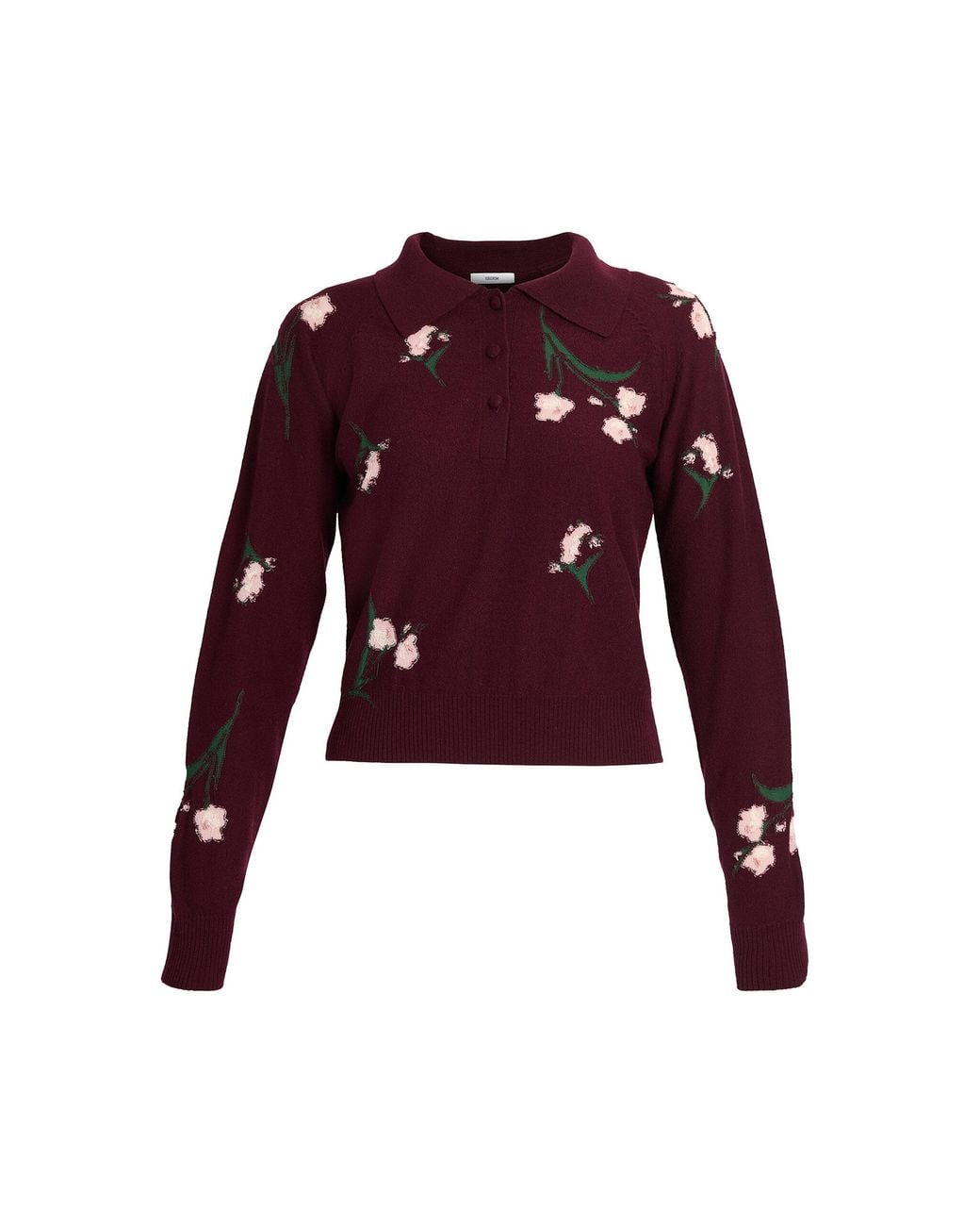 Erdem Red Merino Floral-Knit Wool-Blend Sweater