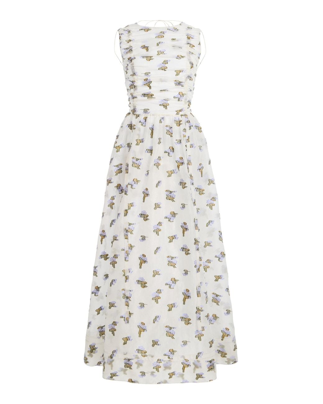 Ulla Johnson White Fleurine Fil Coupe Organza Backless Midi Dress