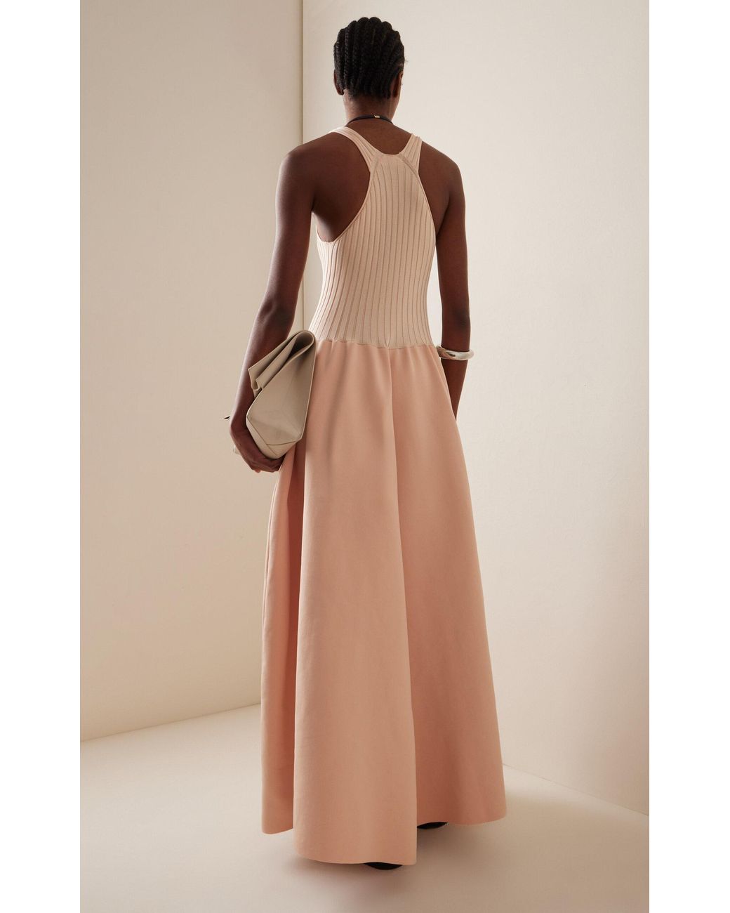 Jil Sander Sleeveless Ribbed-knit Maxi Dress in Pink | Lyst