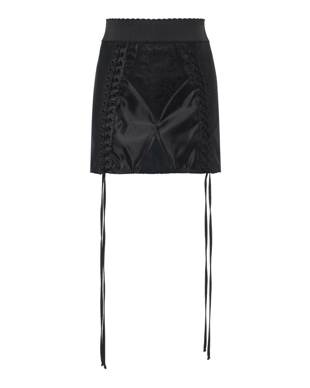 Dolce & Gabbana Lace-up Satin Mini Skirt in Black | Lyst