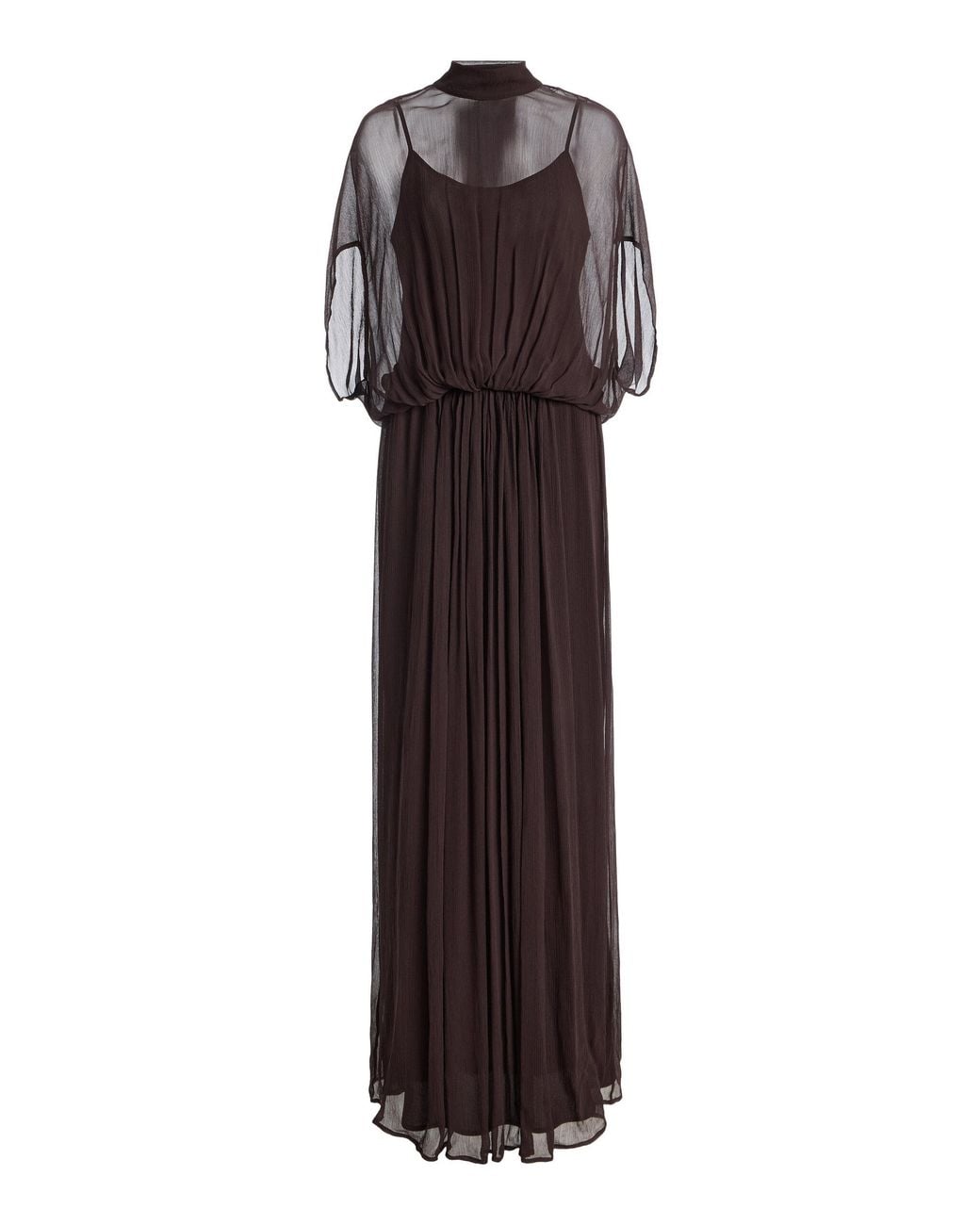 Staud Brown Viviana Silk Maxi Dress