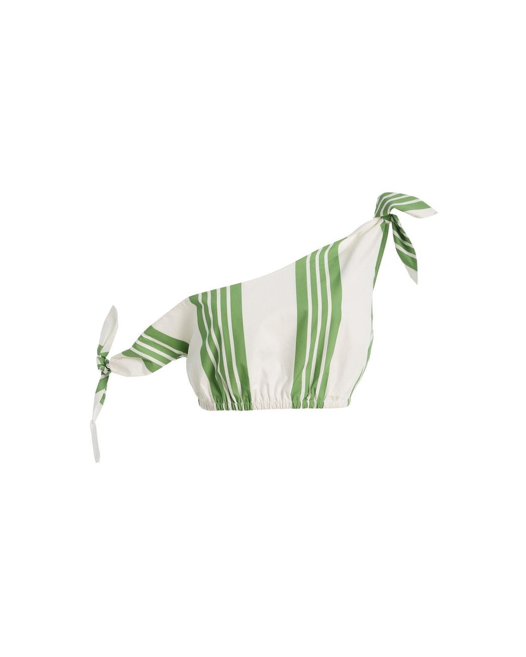 Posse Green Exclusive La Isla Rosie Off-The-Shoulder Striped Cotton Crop Top