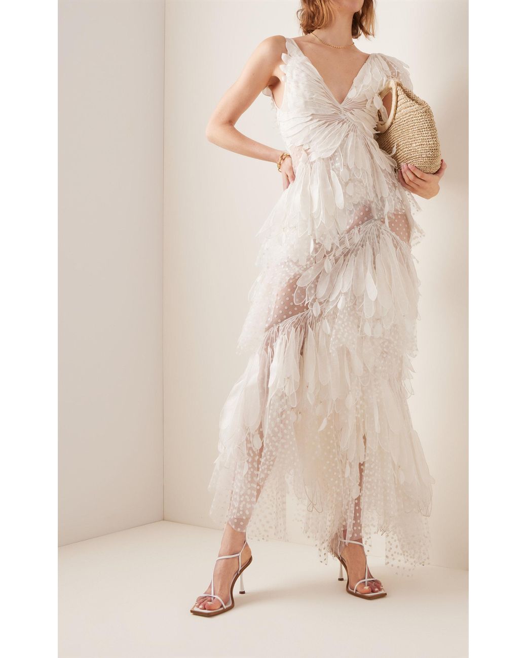 Zimmermann Rhythmic Fluted Linen-silk Gown in White