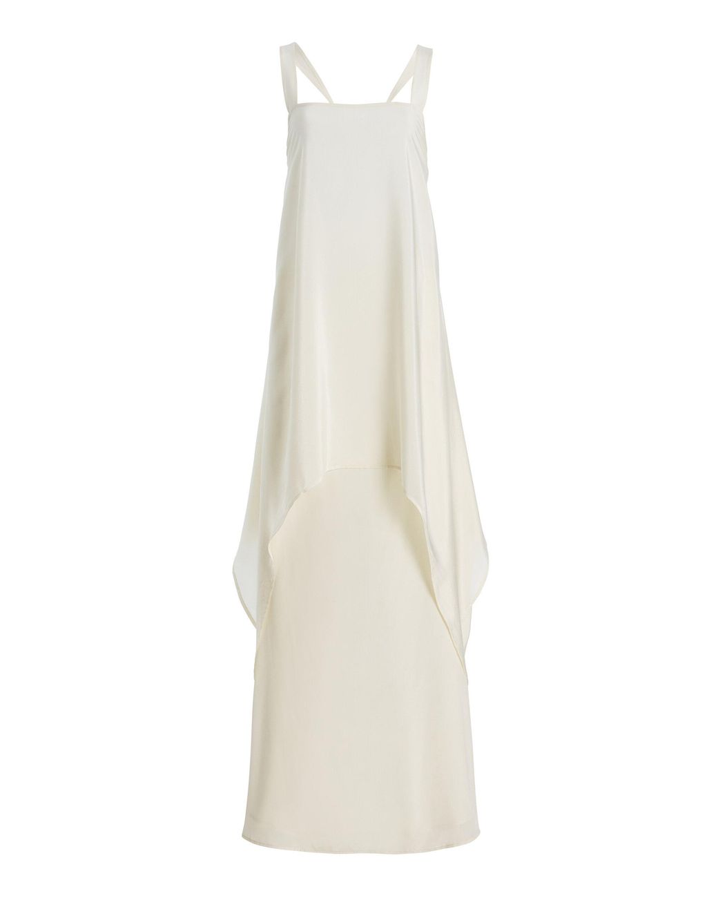 Staud White Kira Draped Silk Maxi Dress