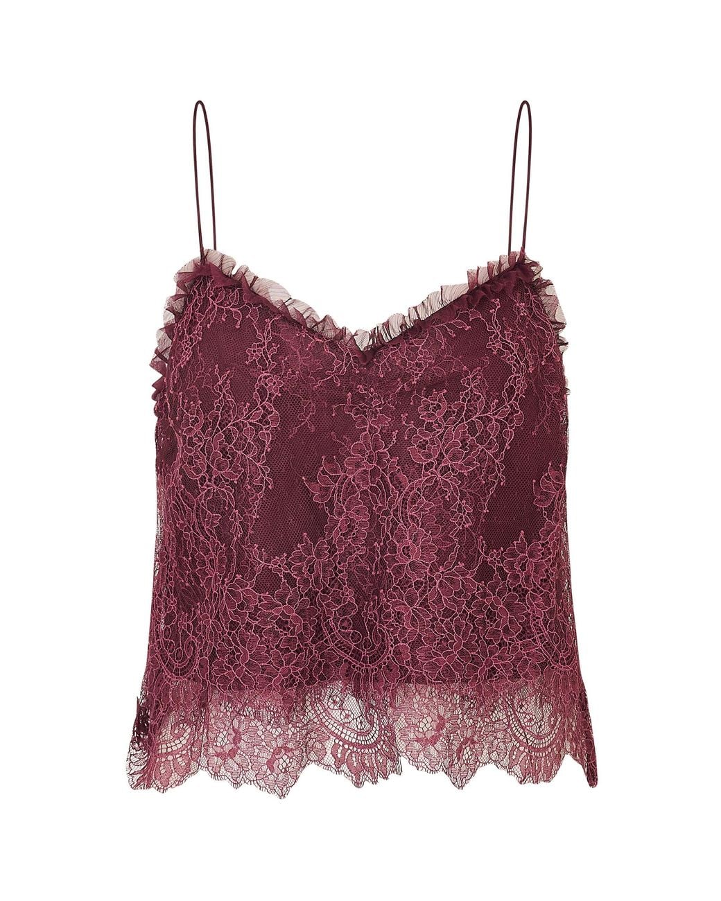LoveShackFancy Red Ferni Lace Top