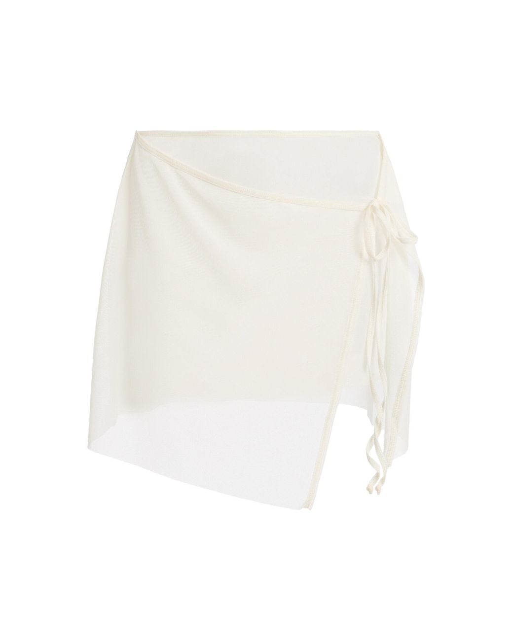 Bondeye White Maeve Layered Mesh Mini Wrap Skirt