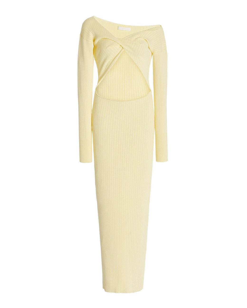 SIR. Kelvin Cutout Ribbed-knit Off-the-shoulder Maxi Dress in Yellow | Lyst