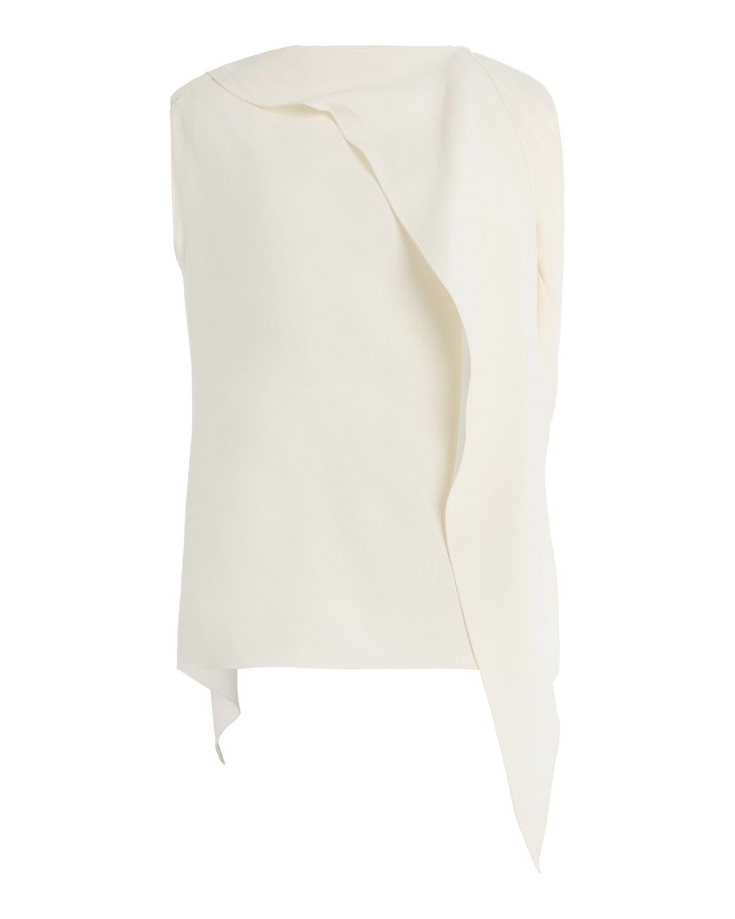 Oscar de la Renta White Sash-Detailed Silk-Georgette Top