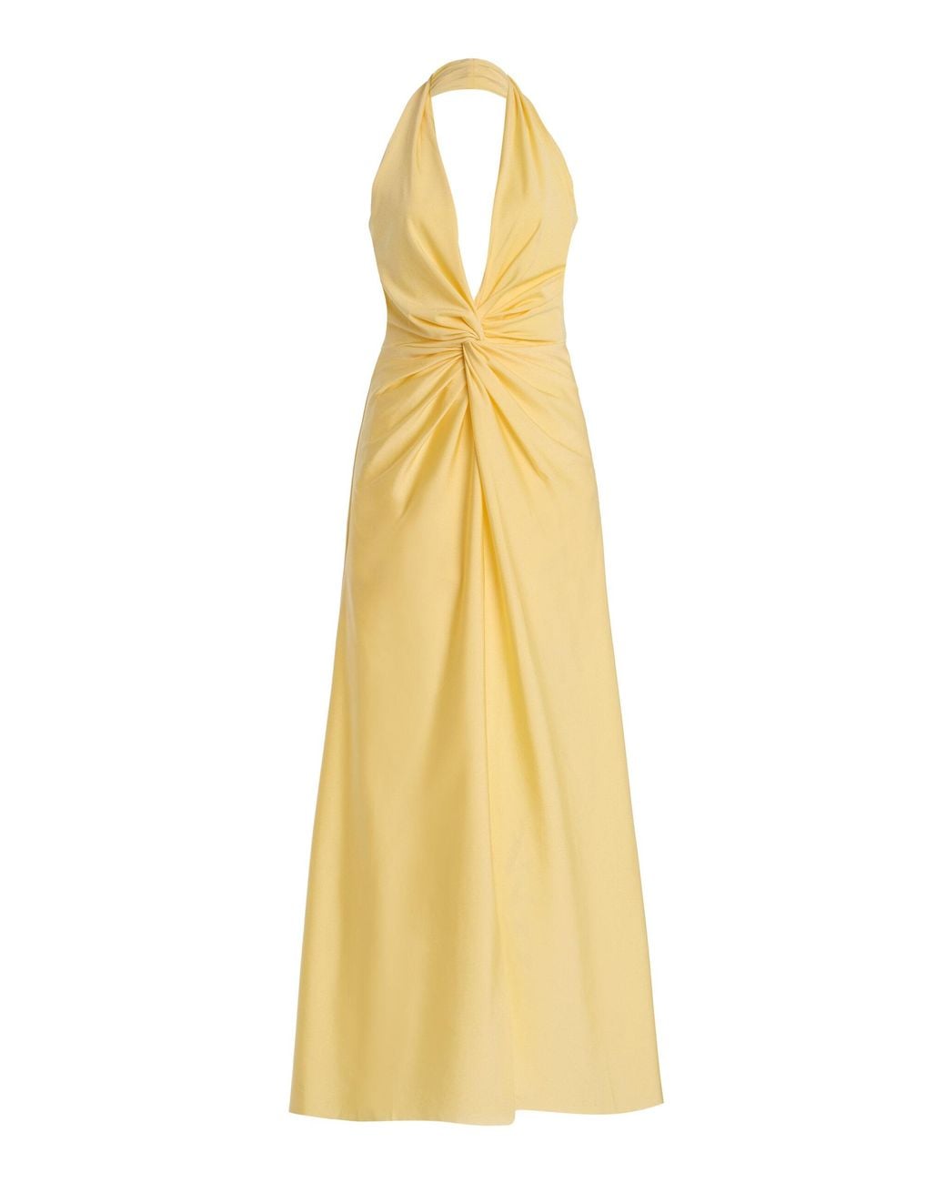 ANDRES OTALORA Metallic Exclusive Mendra Jersey Maxi Halter Dress