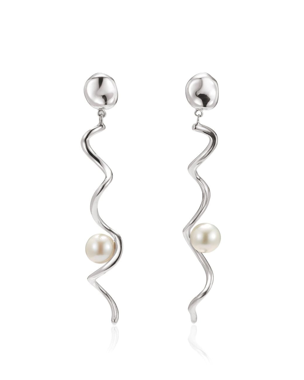 Agmes White Teneille Sterling Pearl Earrings