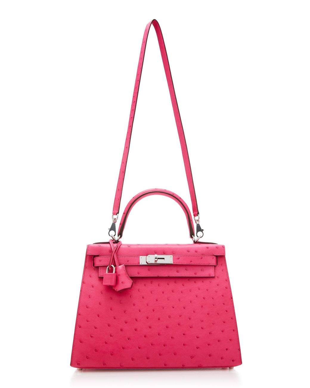 Hermes Kelly Sellier Bag 28cm Rose Tyrien Pink Ostrich Palladium Hardware