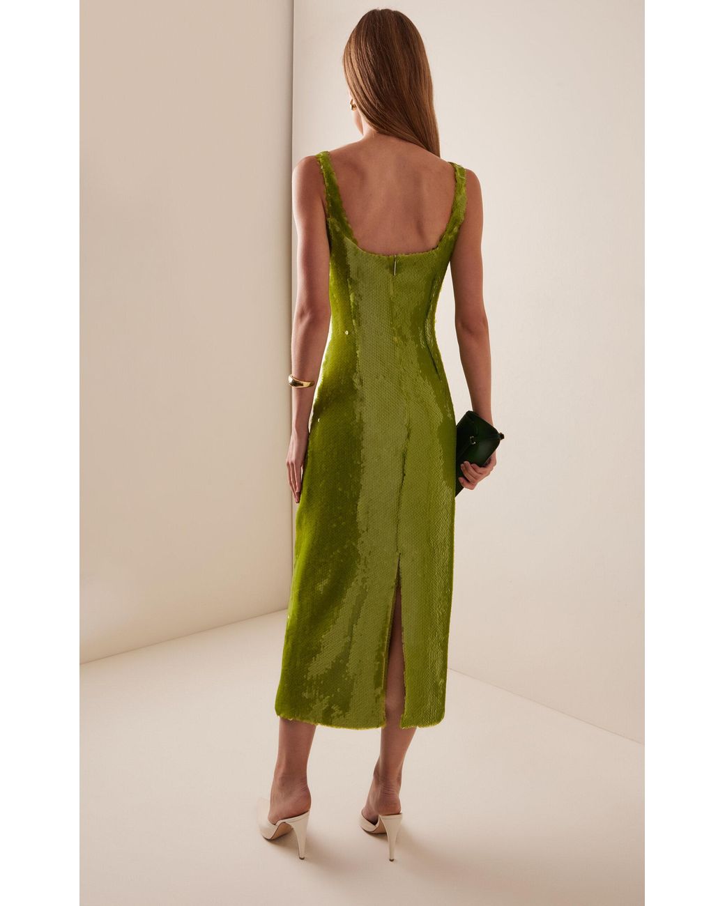 16Arlington Electra Sequined Midi Dress in Green