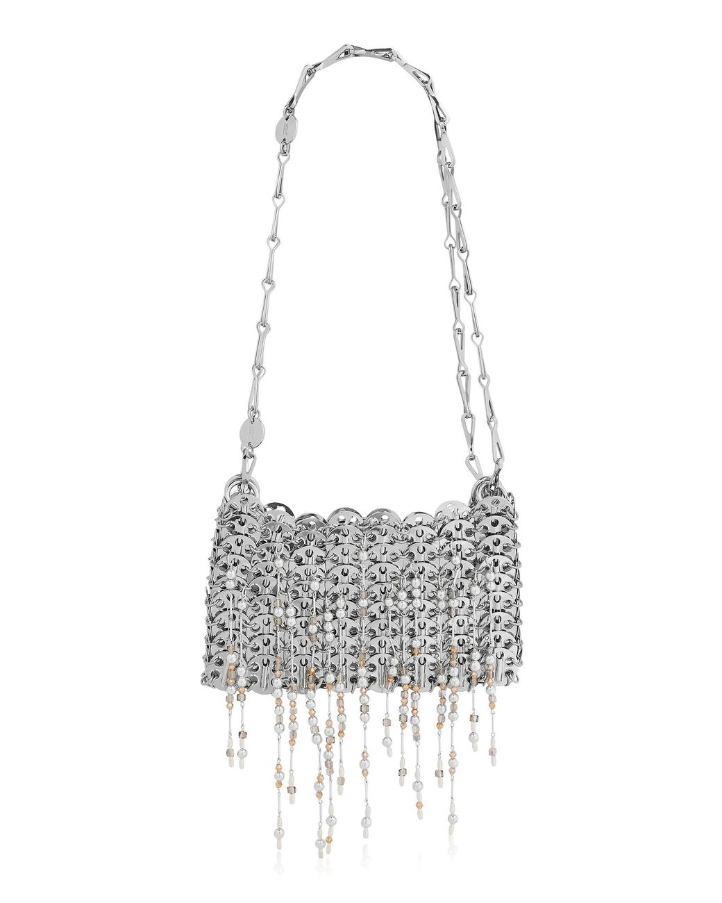 Rabanne White Fringed Brass Shoulder Bag