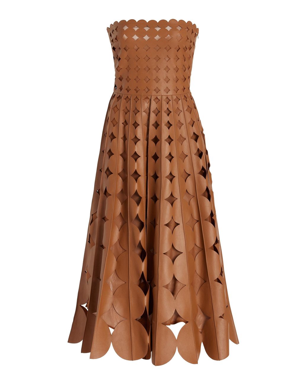 Oscar de la Renta Cutout Leather Midi Dress in Brown | Lyst UK Oscar de la Renta Cutout Leather Midi Dress in Brown | Lyst UK