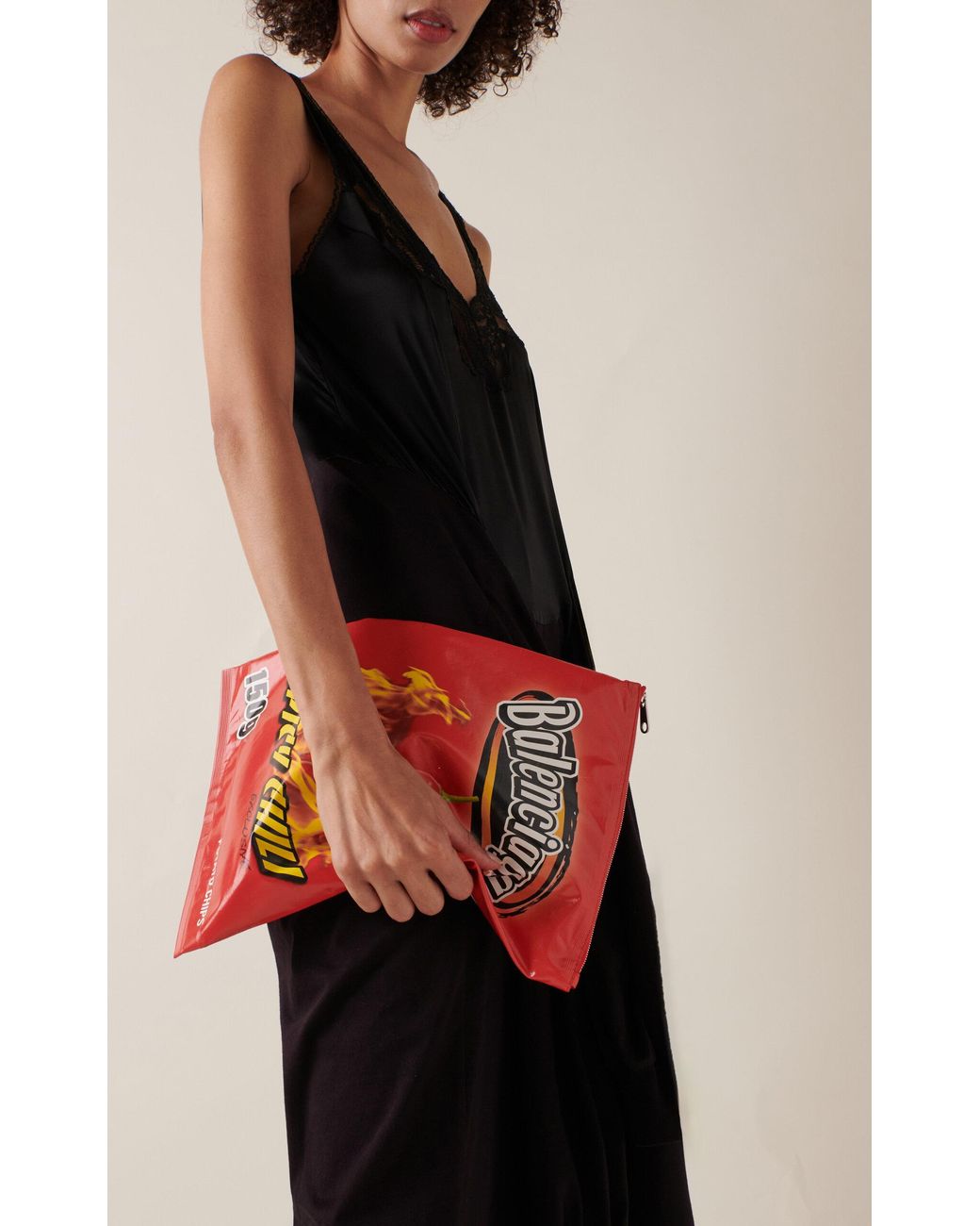Balenciaga Chips Glossy Leather Clutch in Red | Lyst