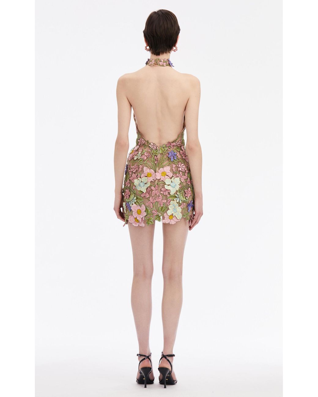Oscar de la Renta Art Nouveau Embroidered Mini Dress in White | Lyst