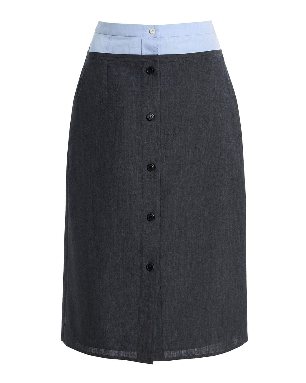 Prada Black Layered Poplin And Wool Midi Skirt
