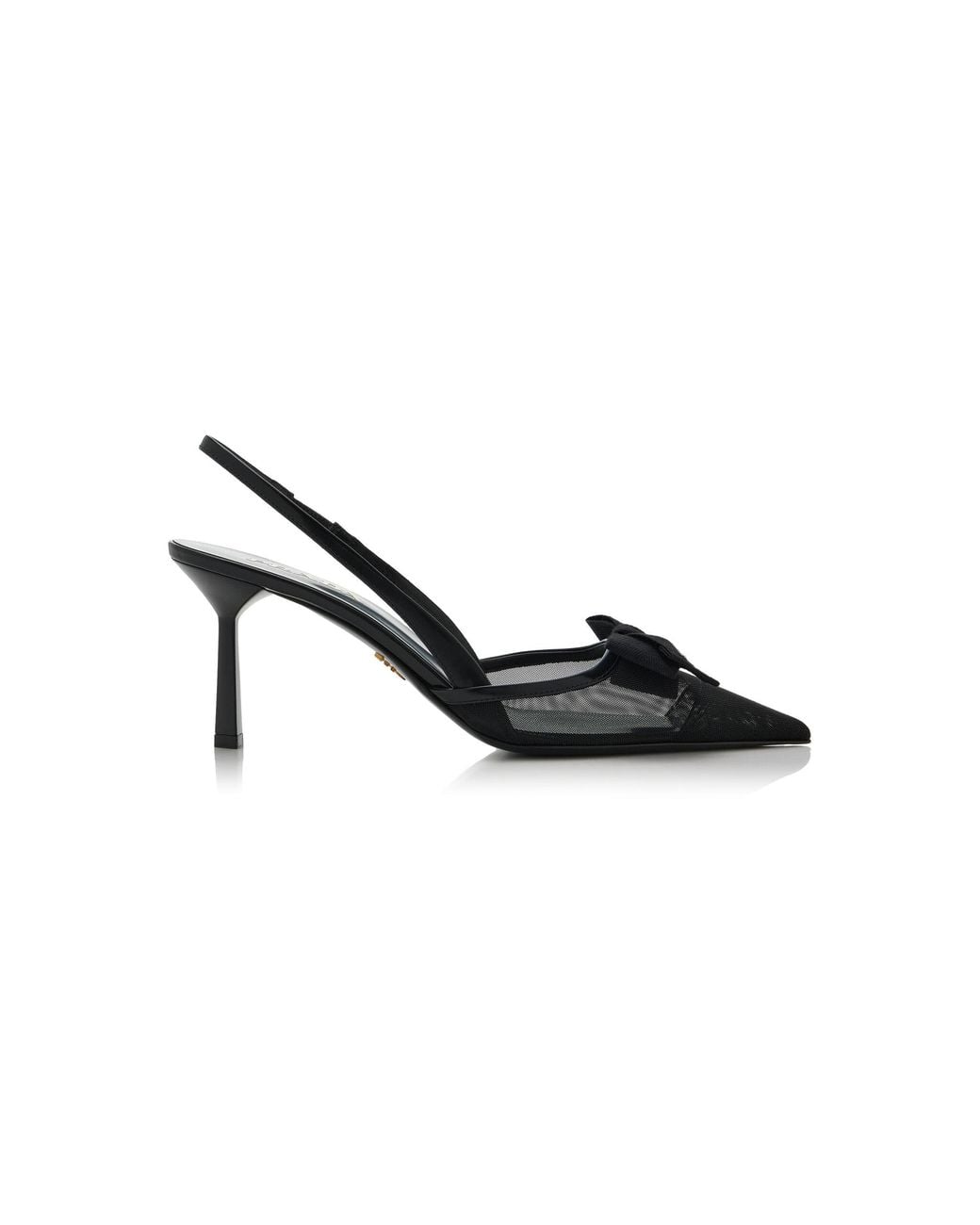 Prada Black Bow-Detailed Mesh Slingback Pumps