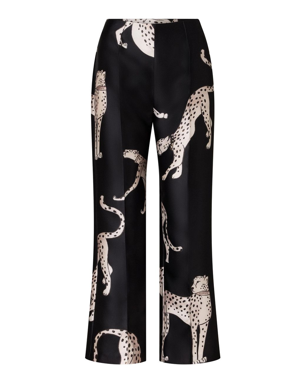 ROAME. Black Vixon Cheetah- Satin Bootcut Pants