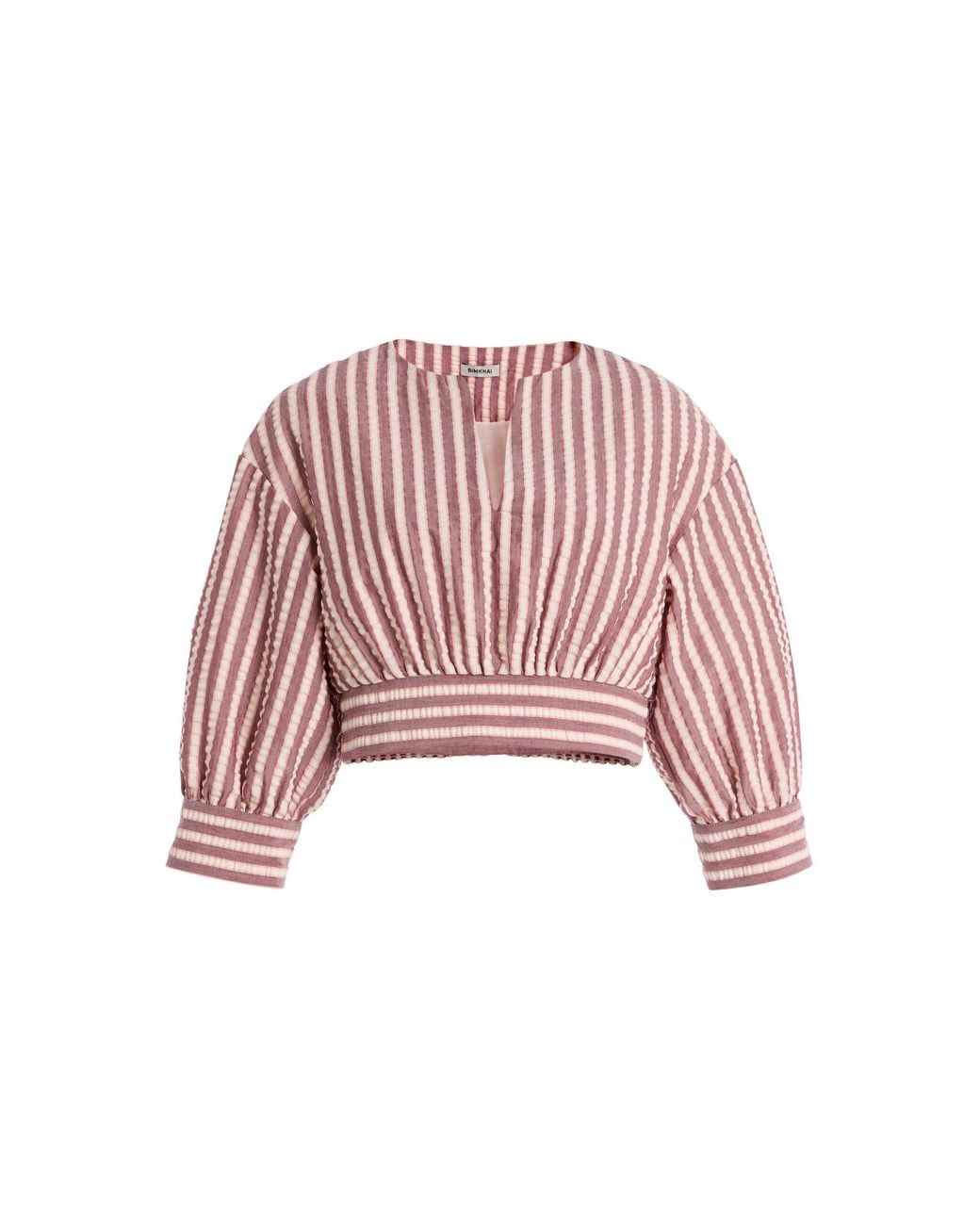 Jonathan Simkhai Red Noralie Striped Cotton-Blend Cropped Top