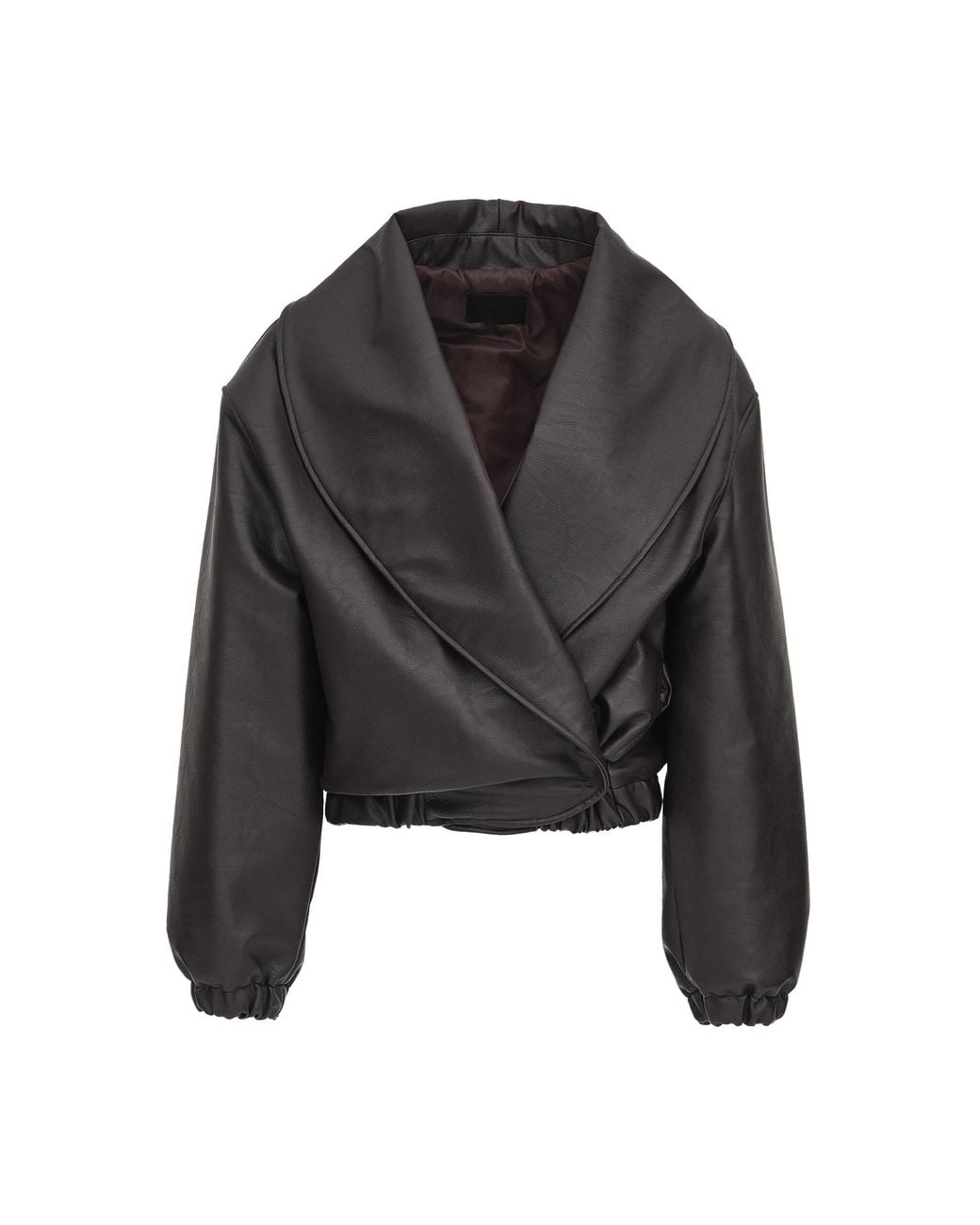 Source Unknown Black Eleni Faux Leather Bomber Jacket