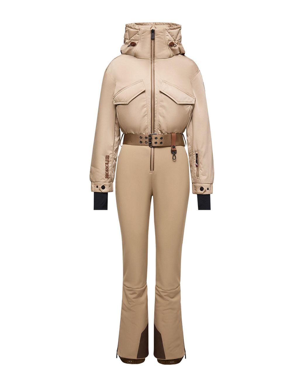 Moncler Natural Grenoble Hooded Down Ski Jumpsuit