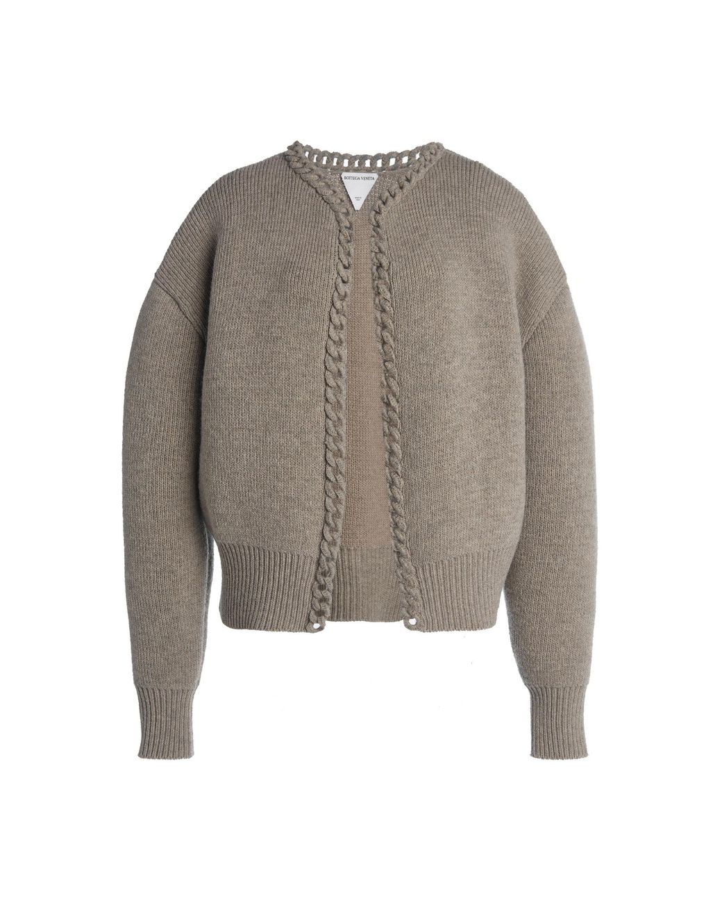 Bottega Veneta Chain-detailed Wool Cardigan in Grey (Gray) - Lyst