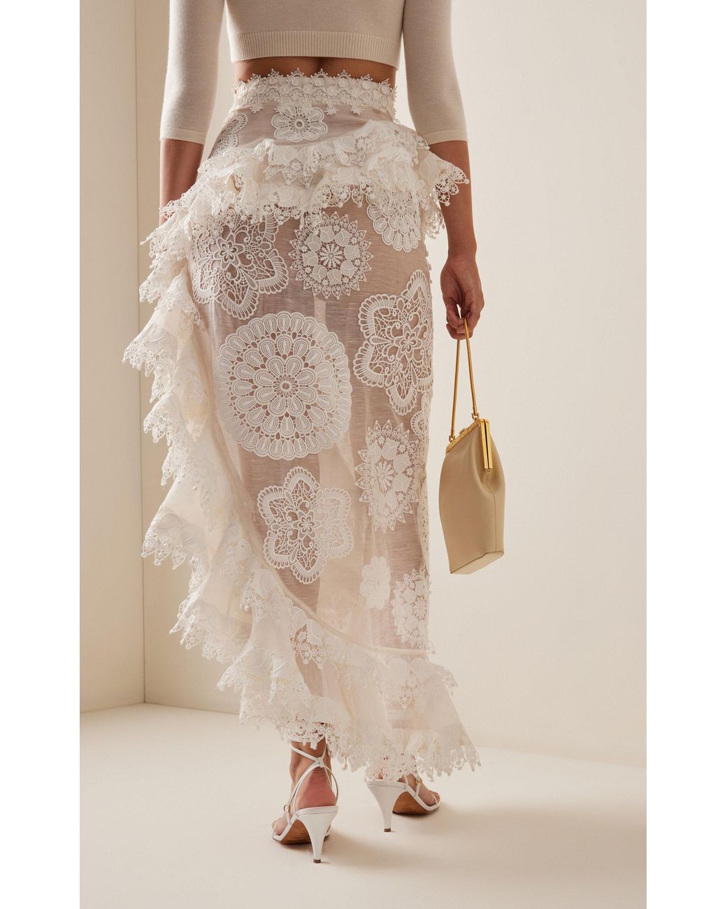 Zimmermann Matchmaker Doily Asymmetric Linen-silk Skirt in