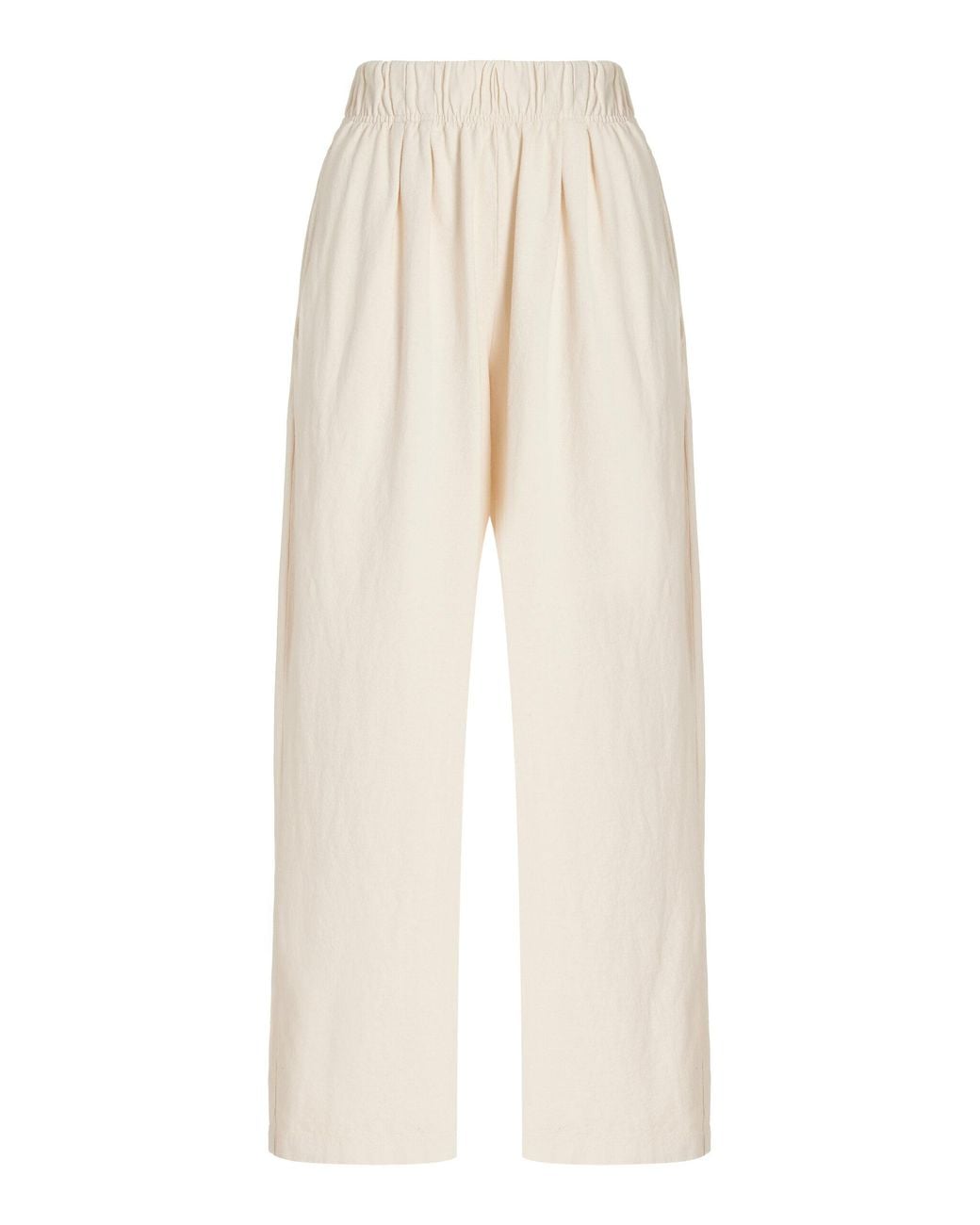 Les Tien White Pleated Cotton Wide-leg Pants