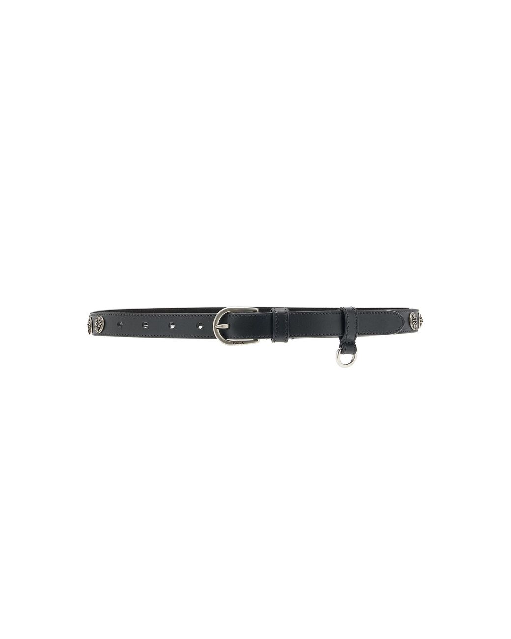 Prada Black Horseshoe Buckle Leather Belt