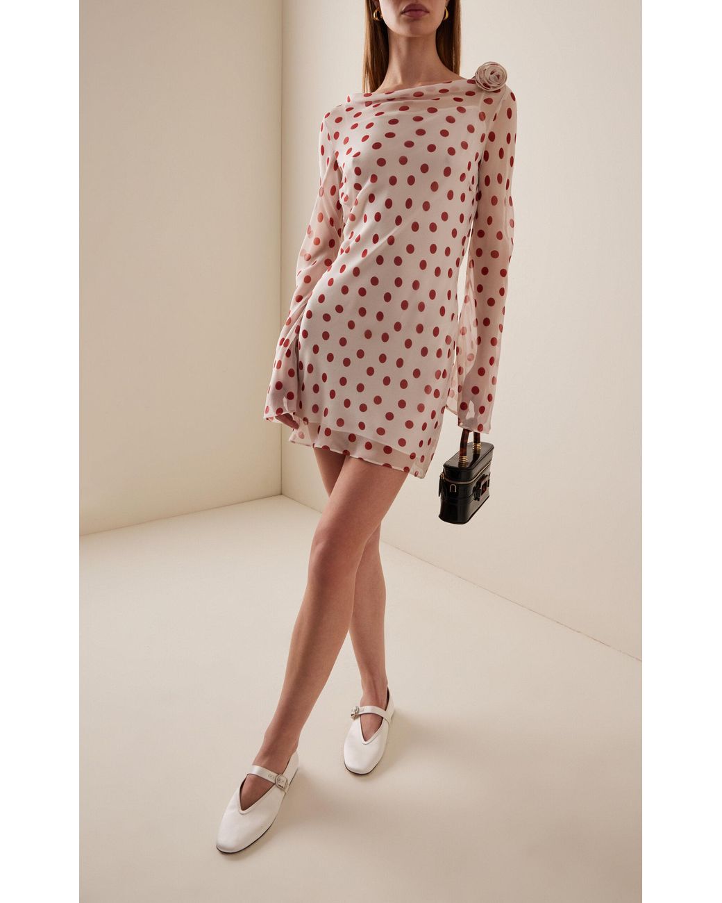 de la vali gracia polka-dot silk-chiffon mini dress De La Vali Gracia Polka-Dot Silk-Chiffon Mini Dress