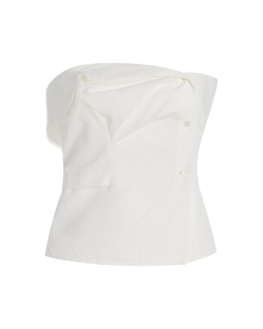 Miu Miu White Cotton Poplin Bustier Top