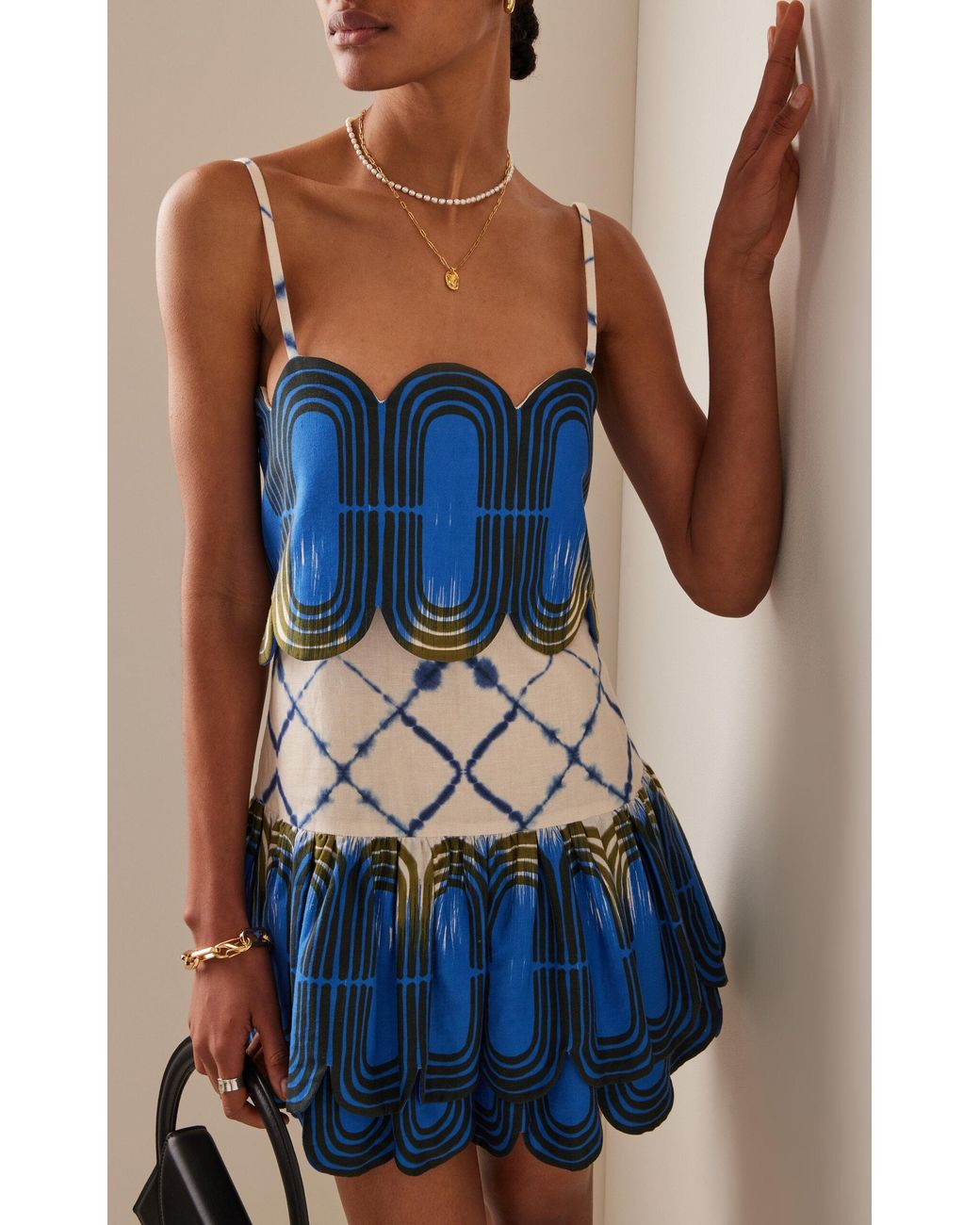 Alexis Bettina Linen-cotton Mini Dress in Blue | Lyst