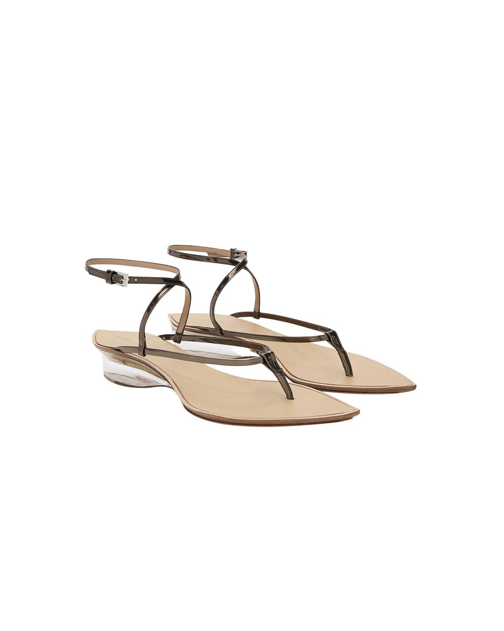 Alaïa Metallic Invisible Leather Thong Sandals