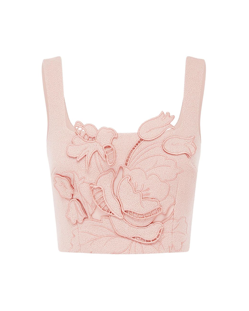LEO LIN Pink Vivian Applique Tweed Crop Top