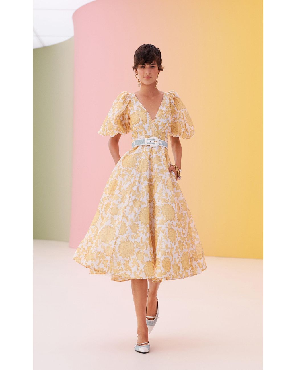 knee length dresses for ladies Postcard Flounce Midi Dress – Eastend Wardrobe main image 0