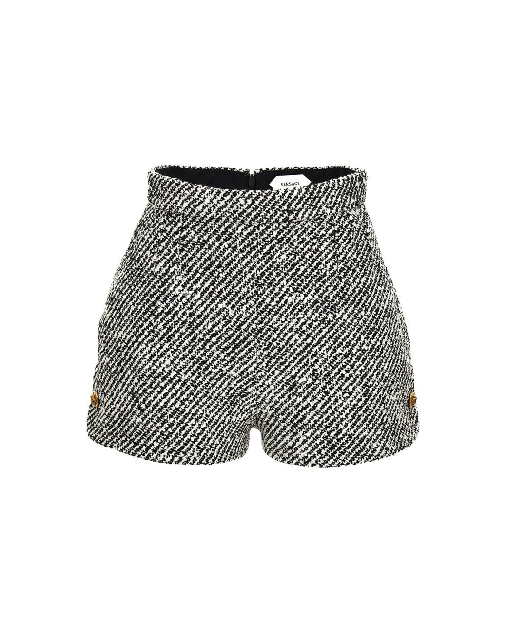 Versace Gray Wool Boucle Mini Shorts