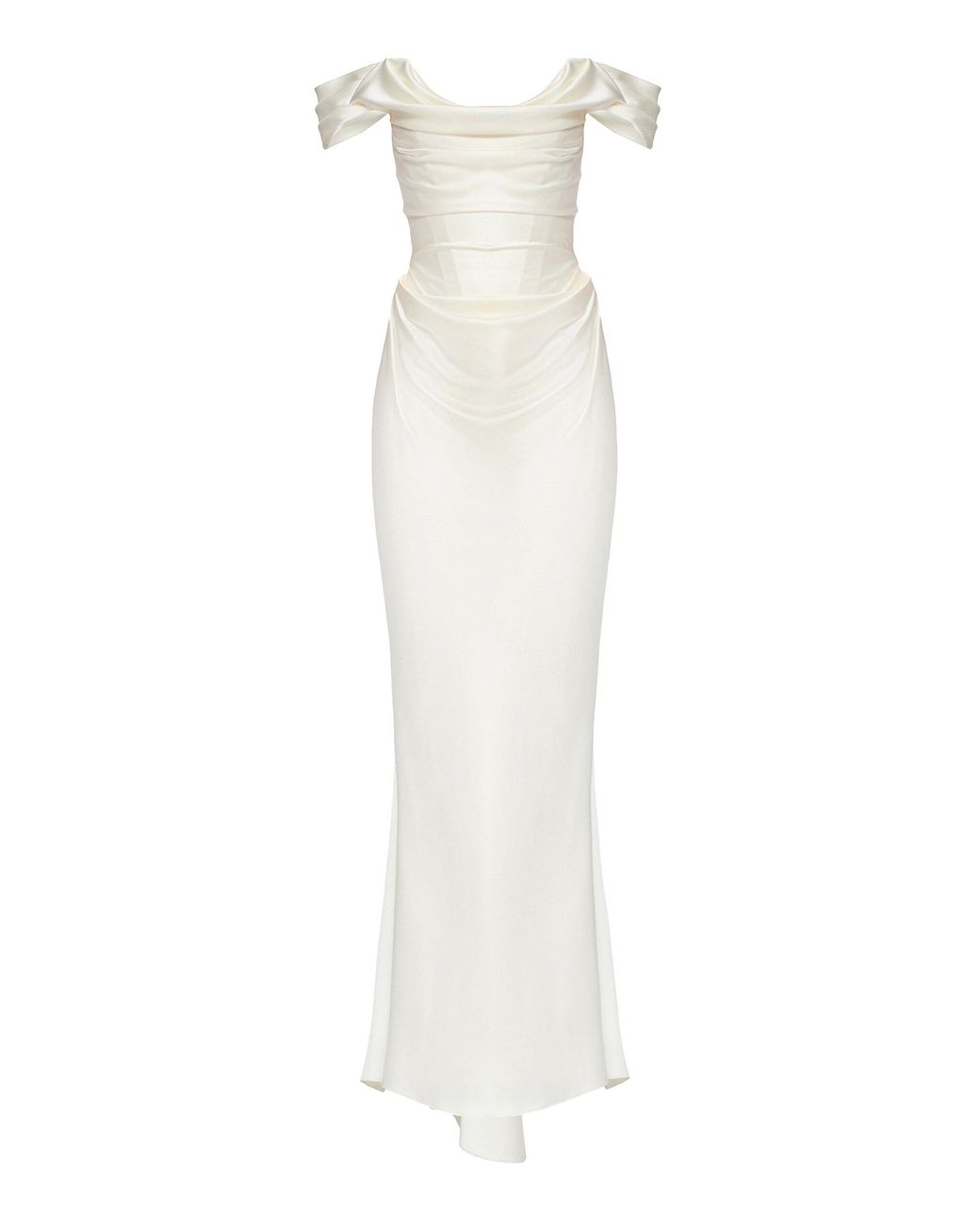BALYKINA White Élise Satin Maxi Dress