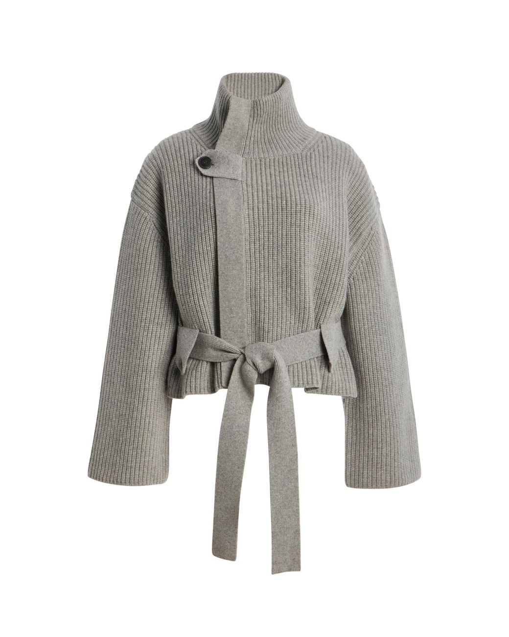 Brandon Maxwell Gray The Neal Belted Recycled-Cashmere-Blend Sweater